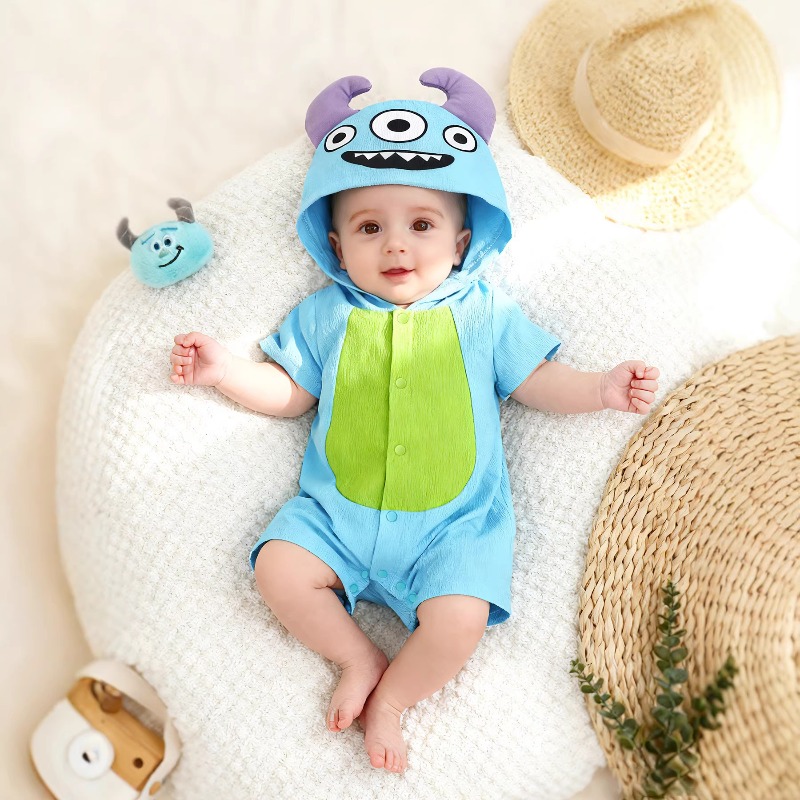 Newborn Baby Blue Monster Romp - Cotton Baby Onesies Zipper review and price