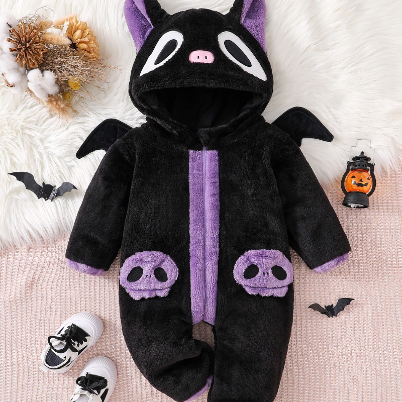 Newborn Baby Black Purple Cat  - Cotton Baby Onesies Zipper review and price
