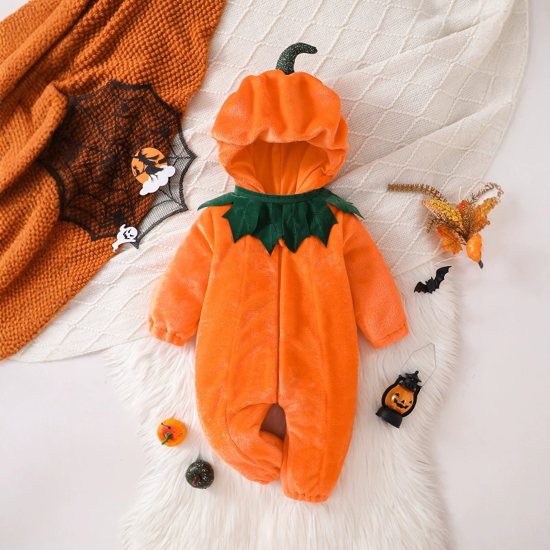 Newborn Baby Pumpkin Romper Ho - Cotton Baby Onesies Zipper review and price