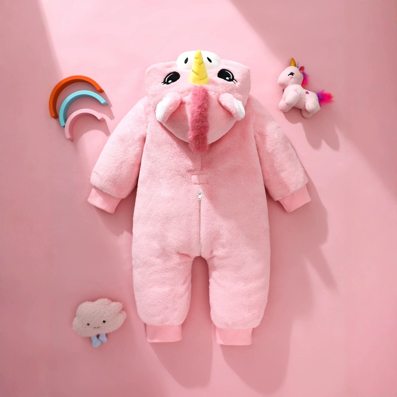 Newborn Baby Pink Unicorn Romp - Cotton Baby Onesies Zipper review and price