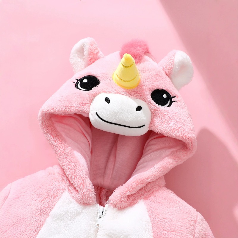 Newborn Baby Pink Unicorn Romp - Cotton Baby Onesies Zipper review and price