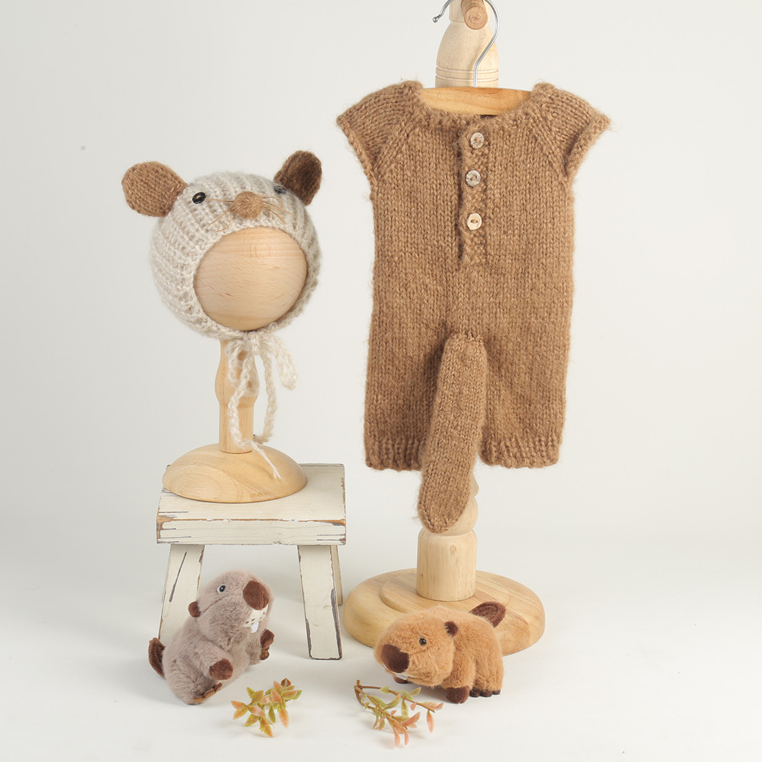 Knitted Beaver Newborn Photogr - Infant Photography Props Outfit review and price