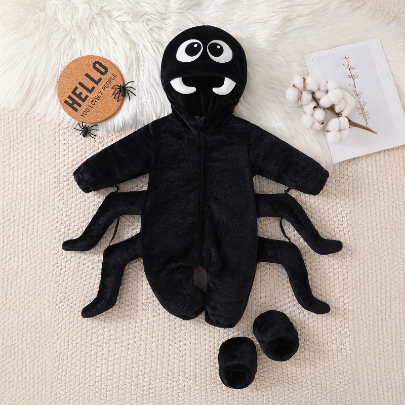 Newborn Baby Black Spider Romp - Cotton Baby Onesies Zipper review and price